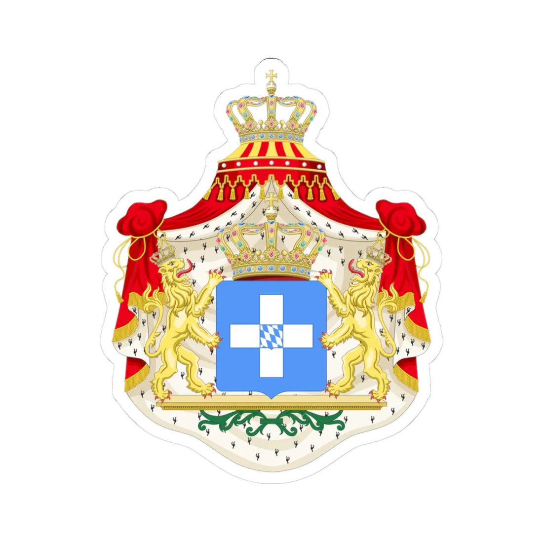 Coat of arms of Greece Wittelsbach (Germany) (Coat of Arms) STICKER Vinyl Kiss-Cut Decal 3 Inch White - The Sticker Space