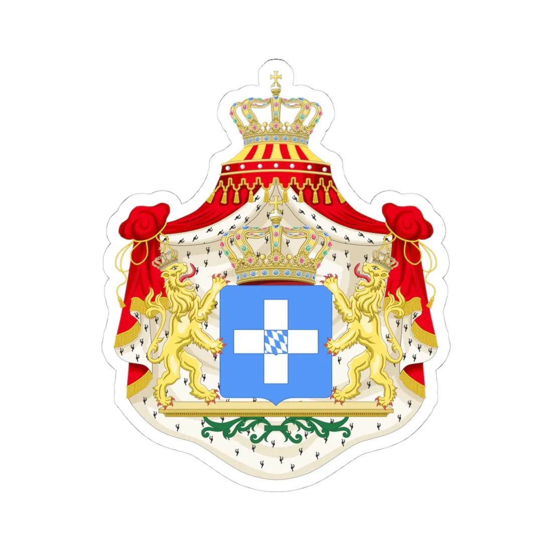Coat of arms of Greece Wittelsbach (Germany) (Coat of Arms) STICKER Vinyl Kiss-Cut Decal 4 Inch White - The Sticker Space