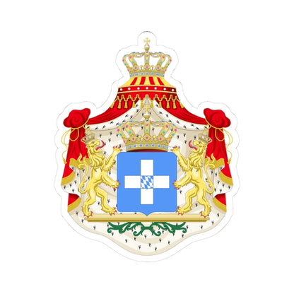 Coat of arms of Greece Wittelsbach (Greece) (Coat of Arms) STICKER Vinyl Kiss-Cut Decal 3 Inch White - The Sticker Space