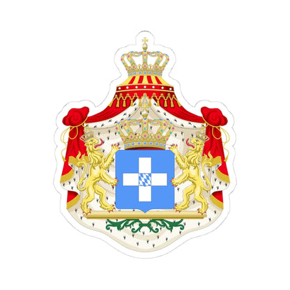 Coat of arms of Greece Wittelsbach (Greece) (Coat of Arms) STICKER Vinyl Kiss-Cut Decal 4 Inch White - The Sticker Space