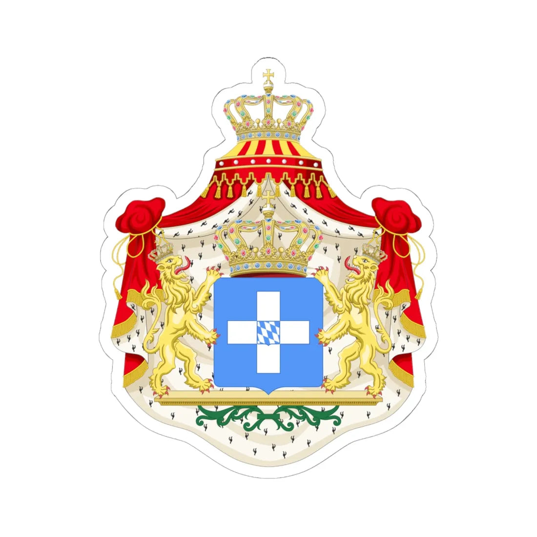 Coat of arms of Greece Wittelsbach (Greece) (Coat of Arms) STICKER Vinyl Kiss-Cut Decal 6 Inch White - The Sticker Space