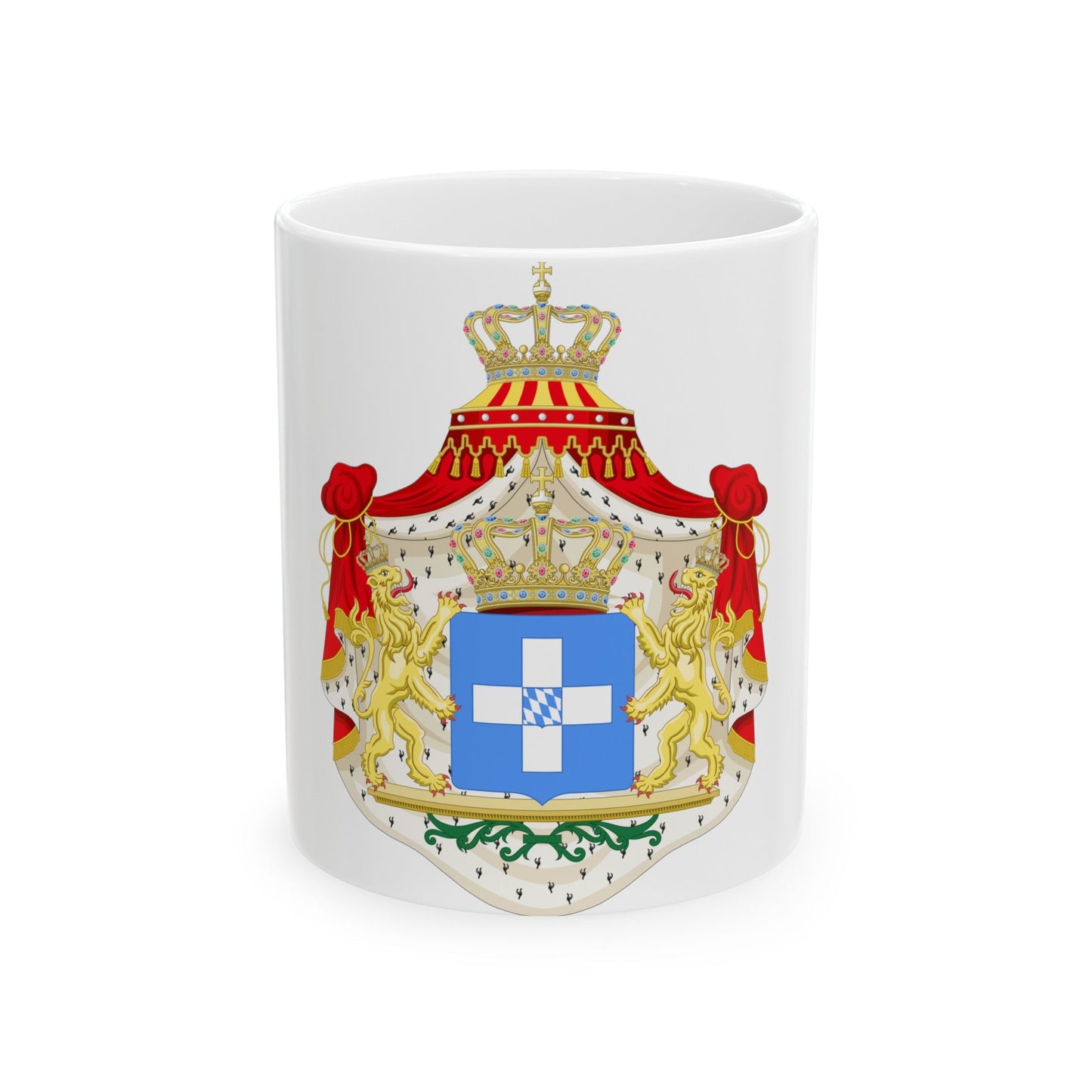 Coat of arms of Greece (Wittelsbach) - White Coffee Mug-11oz-The Sticker Space