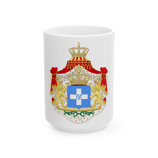 Coat of arms of Greece (Wittelsbach) - White Coffee Mug-15oz-The Sticker Space