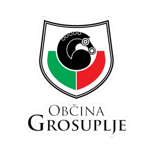 Coat of arms of Grosuplje with lettering (Slovenia) (Coat of Arms) STICKER Vinyl Kiss-Cut Decal 2 Inch White - The Sticker Space