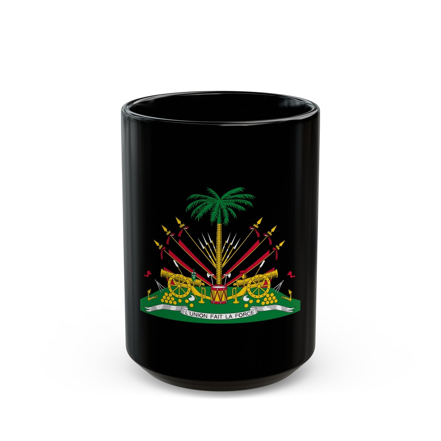 Coat of arms of Haiti (1964-1986) - Black Coffee Mug-15oz-The Sticker Space