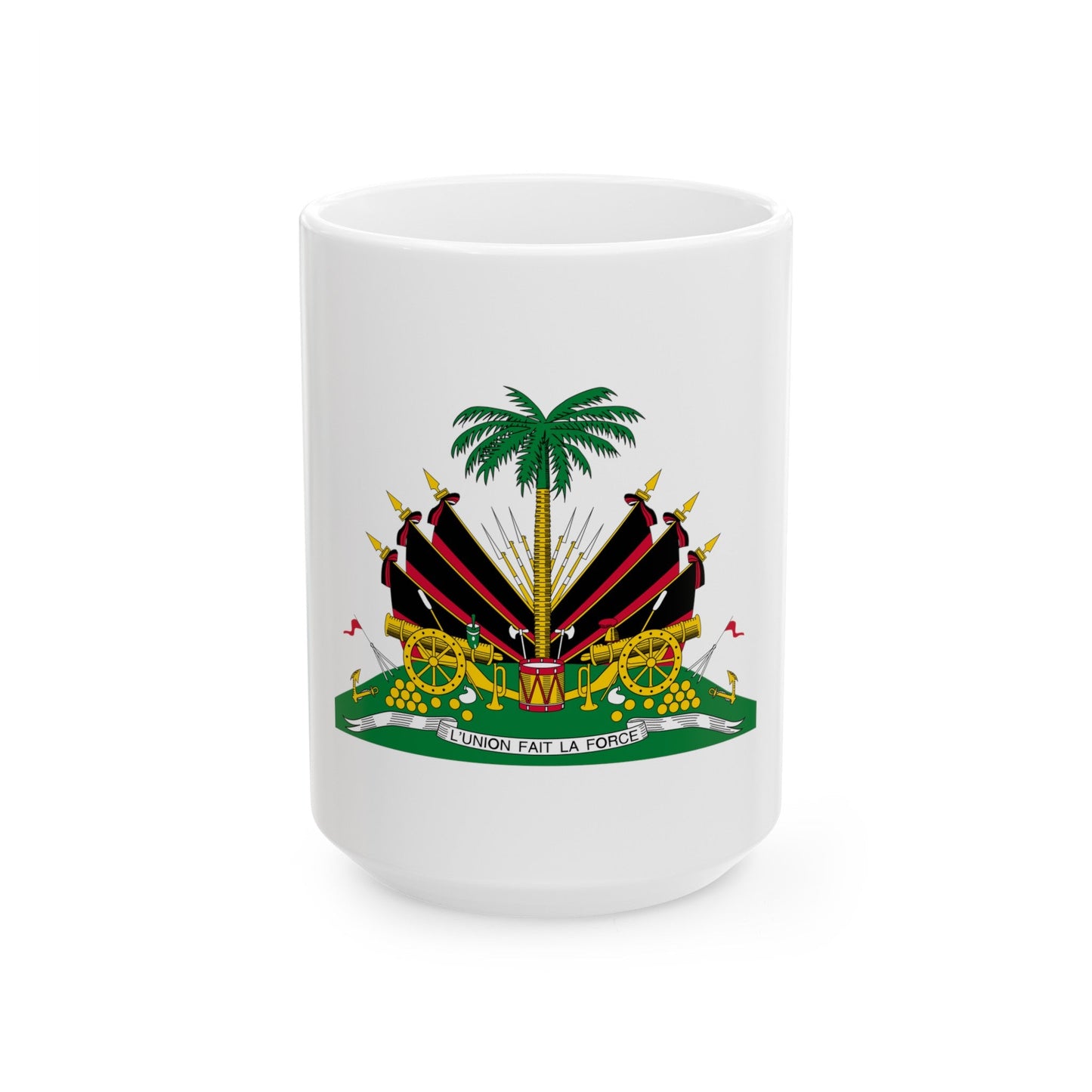 Coat of arms of Haiti (1964-1986) - White Coffee Mug-15oz-The Sticker Space