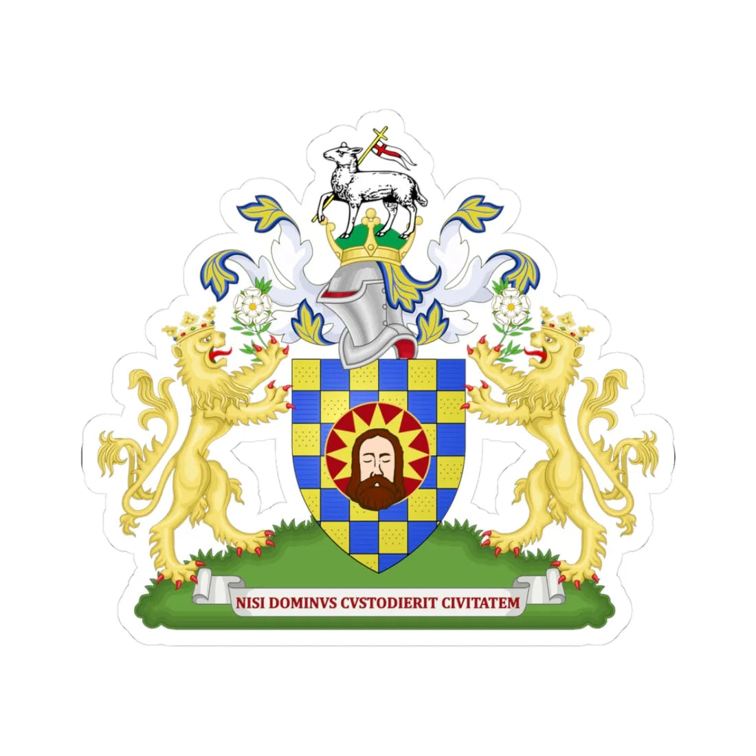 Coat of arms of Halifax (England) (Coat of Arms) STICKER Vinyl Kiss-Cut Decal 3 Inch White - The Sticker Space