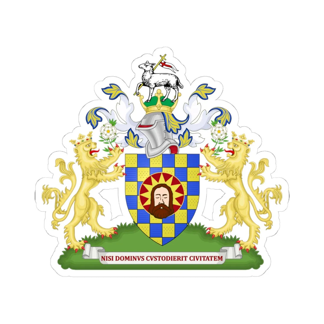 Coat of arms of Halifax (England) (Coat of Arms) STICKER Vinyl Kiss-Cut Decal 4 Inch White - The Sticker Space