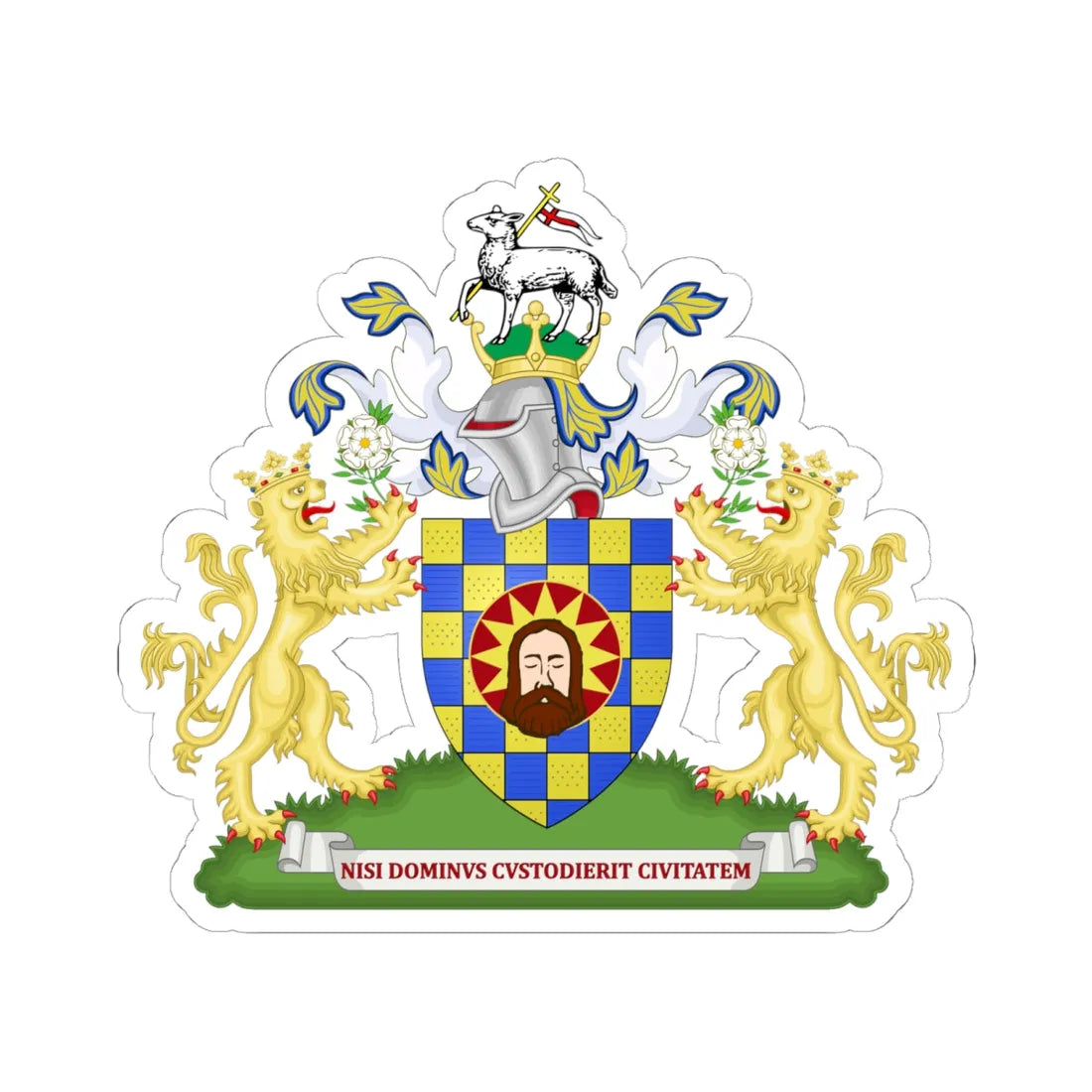 Coat of arms of Halifax (England) (Coat of Arms) STICKER Vinyl Kiss-Cut Decal 6 Inch White - The Sticker Space