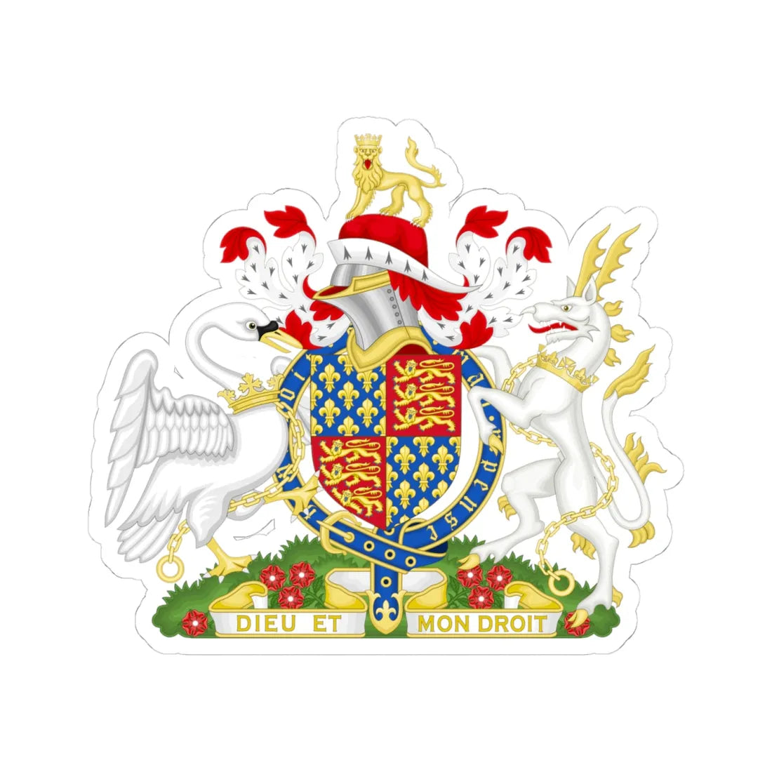 Coat of Arms of Henry IV of England 1399-1406 Variant Motto 1 (England) (Coat of Arms) STICKER Vinyl Kiss-Cut Decal 4 Inch White - The Sticker Space