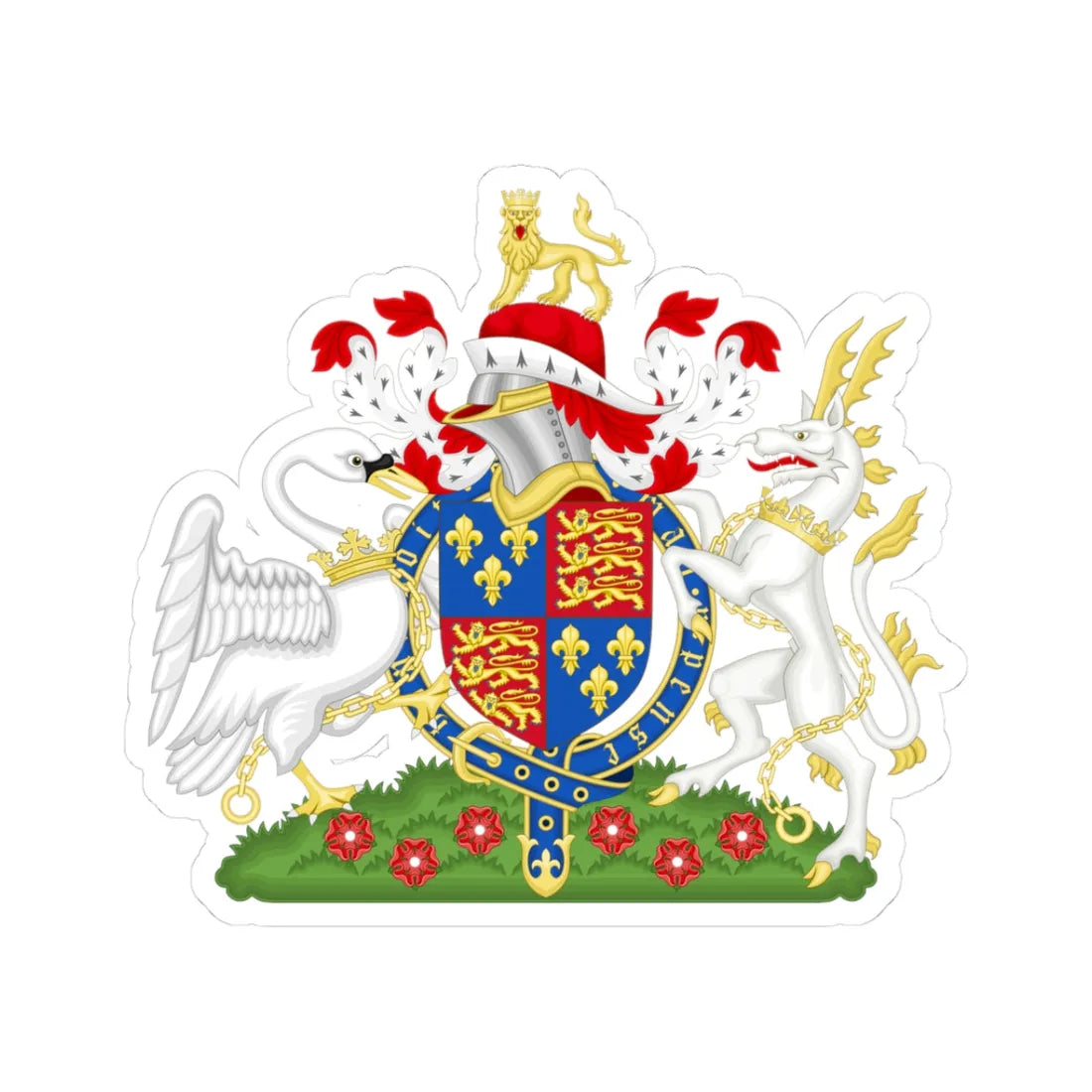 Coat of Arms of Henry IV  V of England 1406-1422 Variant 2 (England) (Coat of Arms) STICKER Vinyl Kiss-Cut Decal 3 Inch White - The Sticker Space