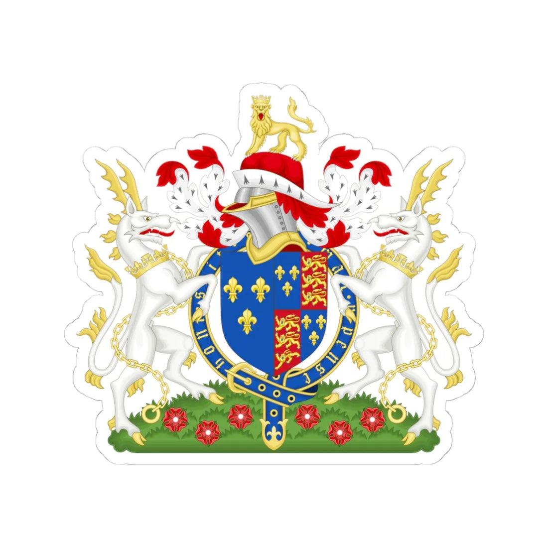 Coat of Arms of Henry VI of England 1422-1471 (England) (Coat of Arms) STICKER Vinyl Kiss-Cut Decal 4 Inch White - The Sticker Space