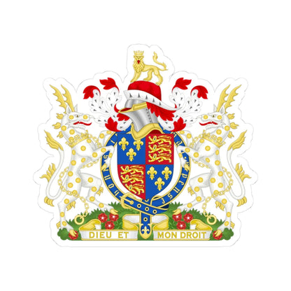 Coat of Arms of Henry VI of England 1422-1471 Variant Motto 1 (England) (Coat of Arms) STICKER Vinyl Kiss-Cut Decal 3 Inch White - The Sticker Space