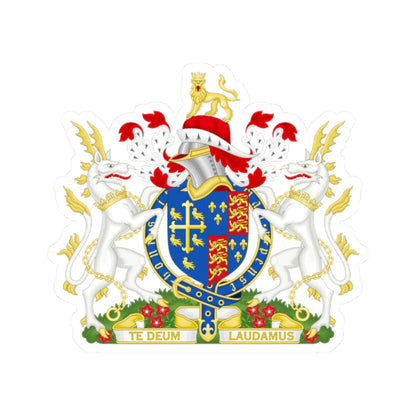Coat of Arms of Henry VI of England 1422-1471 Variant Motto 2 (England) (Coat of Arms) STICKER Vinyl Kiss-Cut Decal 2 Inch White - The Sticker Space