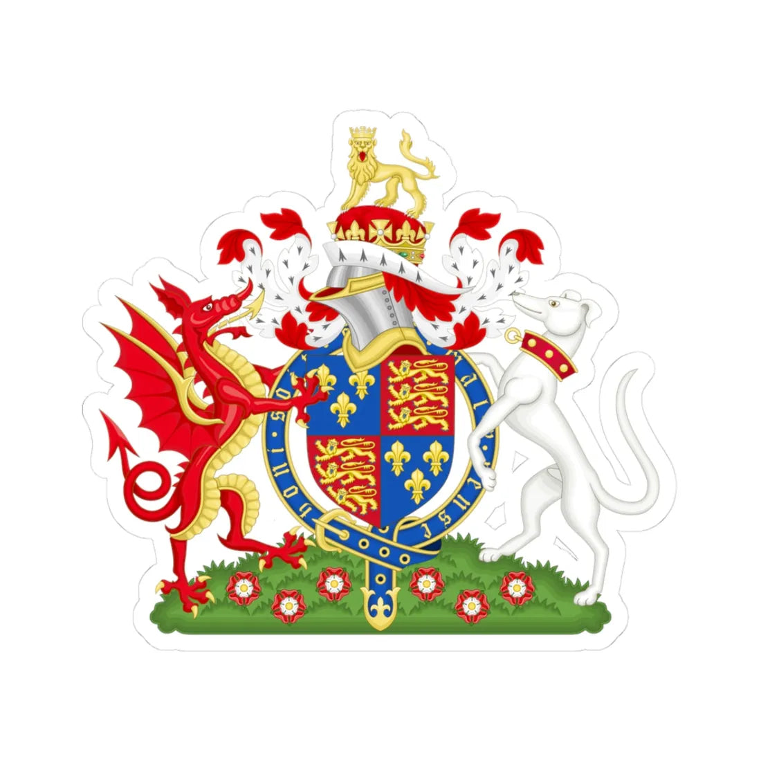 Coat of Arms of Henry VII of England 1485-1509 (England) (Coat of Arms) STICKER Vinyl Kiss-Cut Decal 3 Inch White - The Sticker Space