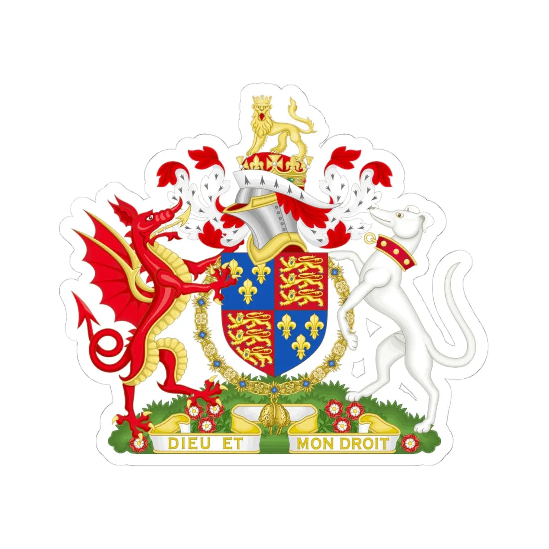 Coat of Arms of Henry VII of England 1485-1509 Golden Fleece Variant (England) (Coat of Arms) STICKER Vinyl Kiss-Cut Decal 4 Inch White - The Sticker Space