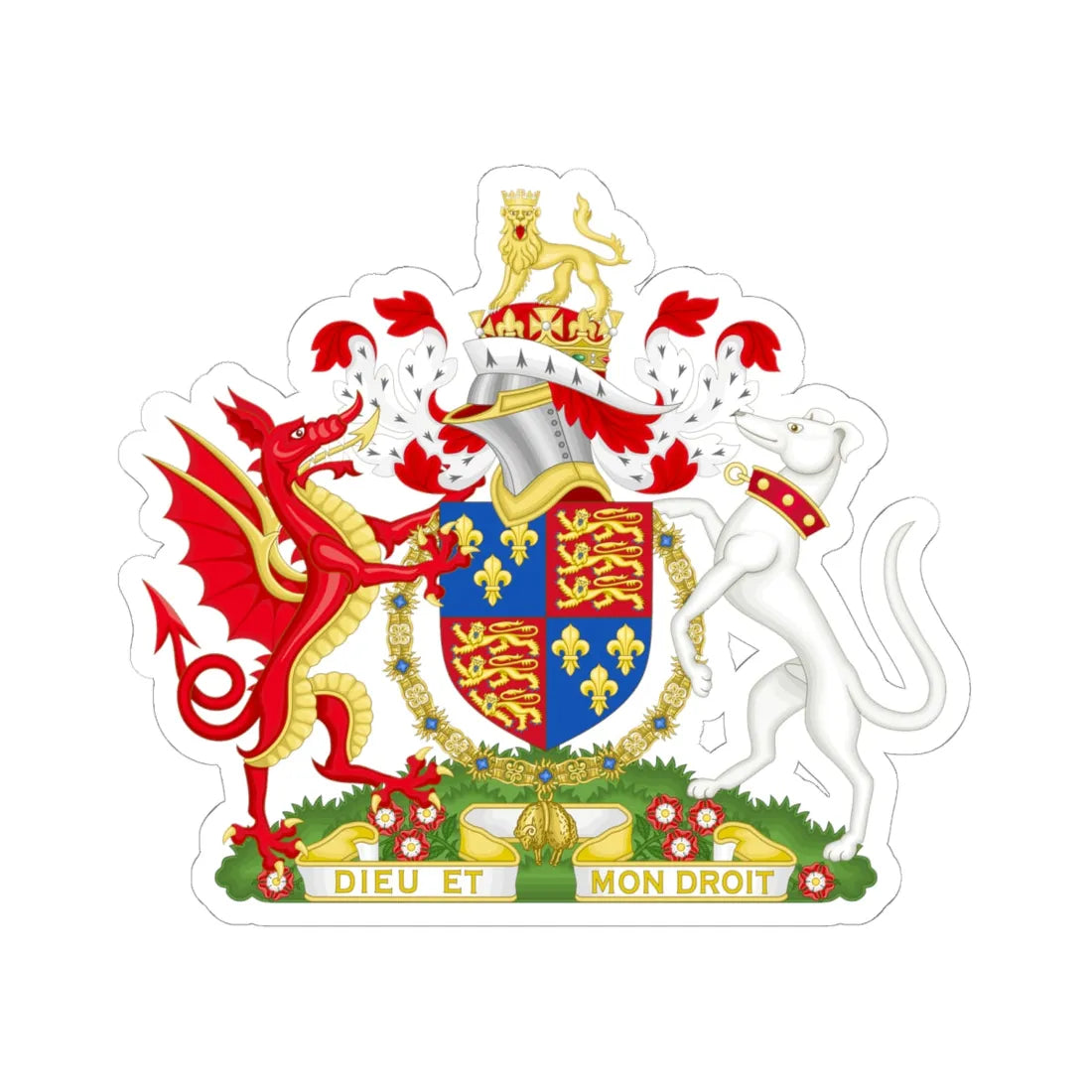 Coat of Arms of Henry VII of England 1485-1509 Golden Fleece Variant (England) (Coat of Arms) STICKER Vinyl Kiss-Cut Decal 6 Inch White - The Sticker Space