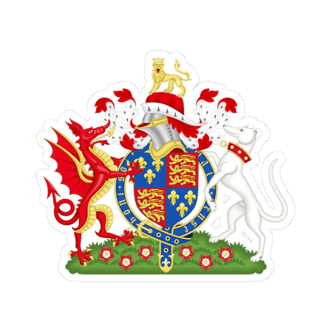 Coat of Arms of Henry VII of England 1485-1509 Variant 1 (England) (Coat of Arms) STICKER Vinyl Kiss-Cut Decal 3 Inch White - The Sticker Space