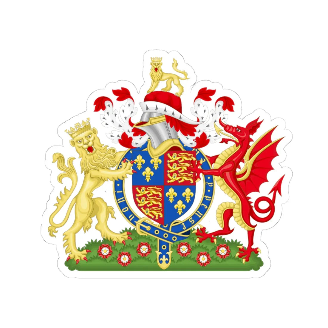 Coat of Arms of Henry VII of England 1485-1509 Variant 4 (England) (Coat of Arms) STICKER Vinyl Kiss-Cut Decal 4 Inch White - The Sticker Space
