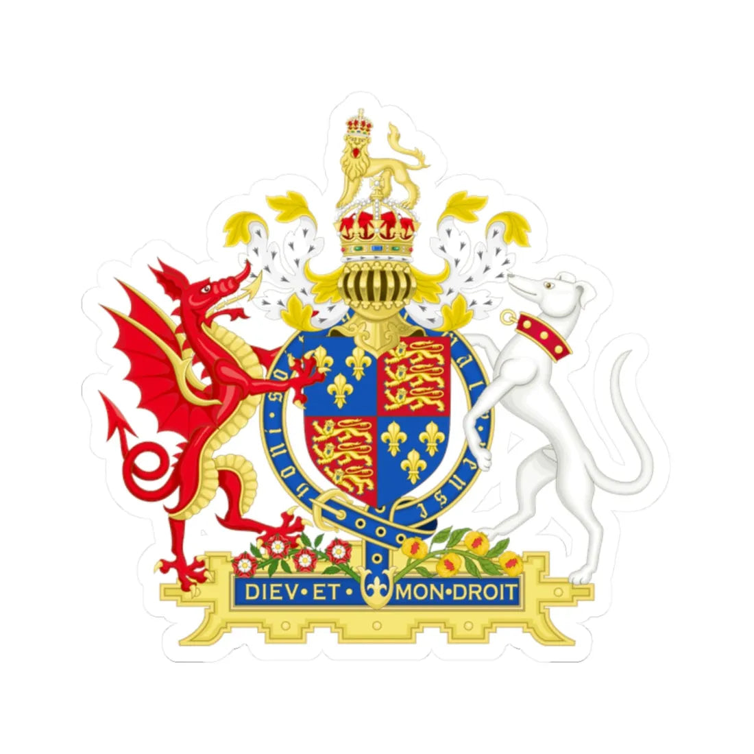 Coat of Arms of Henry VIII of England 1509-1533 Variant 1 (England) (Coat of Arms) STICKER Vinyl Kiss-Cut Decal 2 Inch White - The Sticker Space