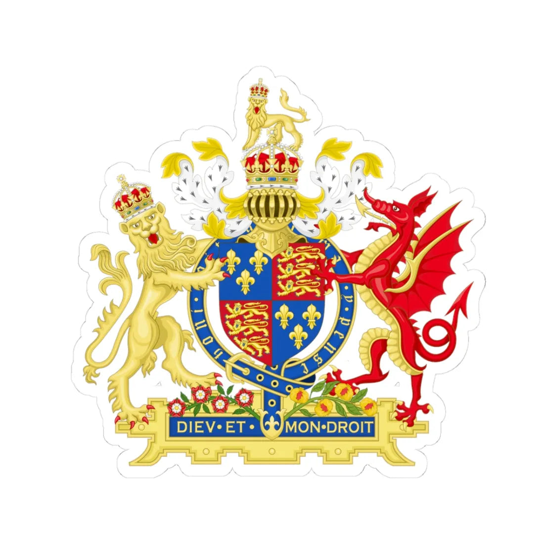 Coat of Arms of Henry VIII of England 1509-1533 Variant 2 (England) (Coat of Arms) STICKER Vinyl Kiss-Cut Decal 3 Inch White - The Sticker Space