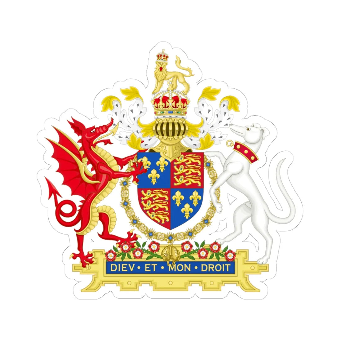 Coat of Arms of Henry VIII of England 1509-1547 Golden Fleece Variant 1 (England) (Coat of Arms) STICKER Vinyl Kiss-Cut Decal 4 Inch White - The Sticker Space