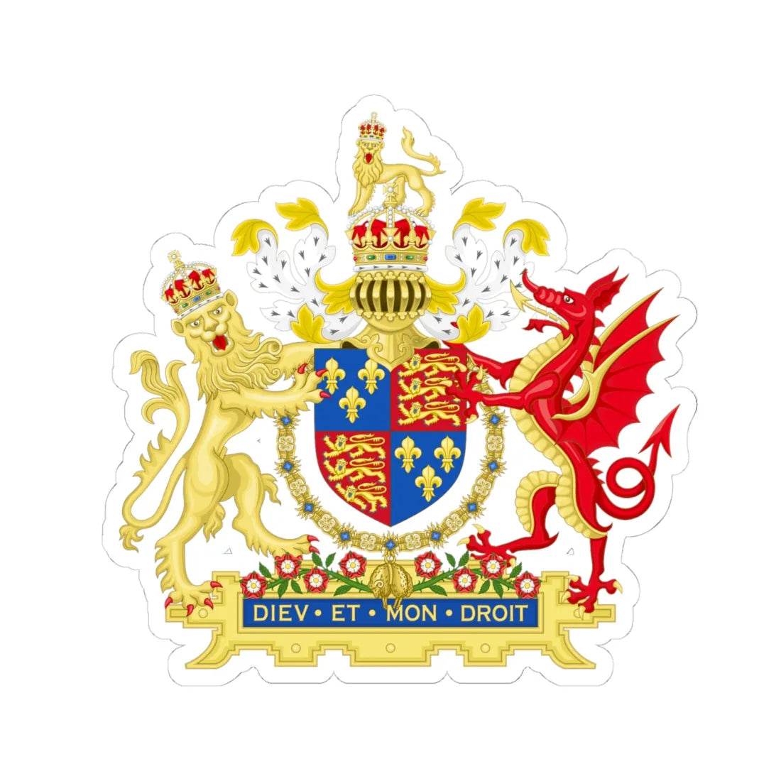 Coat of Arms of Henry VIII of England 1509-1547 Golden Fleece Variant 2 (England) (Coat of Arms) STICKER Vinyl Kiss-Cut Decal 4 Inch White - The Sticker Space