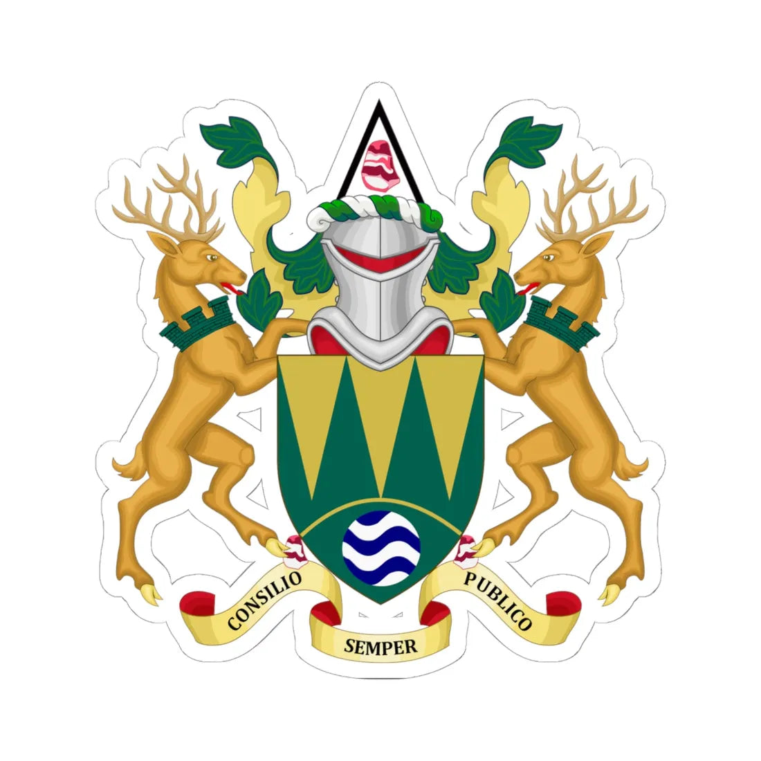 Coat of arms of High Peak (England) (Coat of Arms) STICKER Vinyl Kiss-Cut Decal 6 Inch White - The Sticker Space