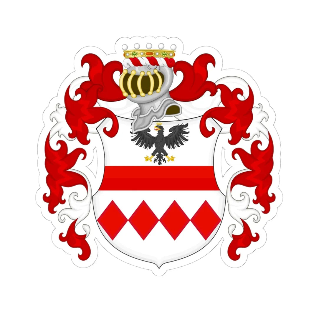 Coat of arms of House of Artusi (Italy) (Coat of Arms) STICKER Vinyl Kiss-Cut Decal 4 Inch White - The Sticker Space