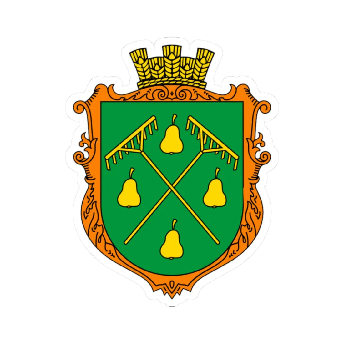 Coat of Arms of Hrushatychi (Ukraine) (Coat of Arms) STICKER Vinyl Kiss-Cut Decal 2 Inch White - The Sticker Space