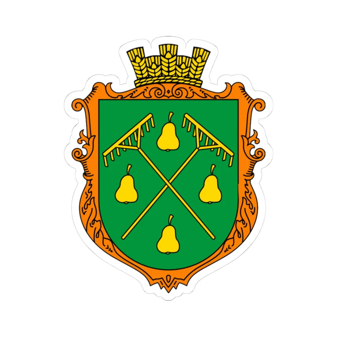 Coat of Arms of Hrushatychi (Ukraine) (Coat of Arms) STICKER Vinyl Kiss-Cut Decal 3 Inch White - The Sticker Space