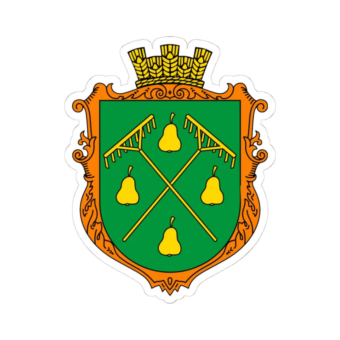 Coat of Arms of Hrushatychi (Ukraine) (Coat of Arms) STICKER Vinyl Kiss-Cut Decal 4 Inch White - The Sticker Space