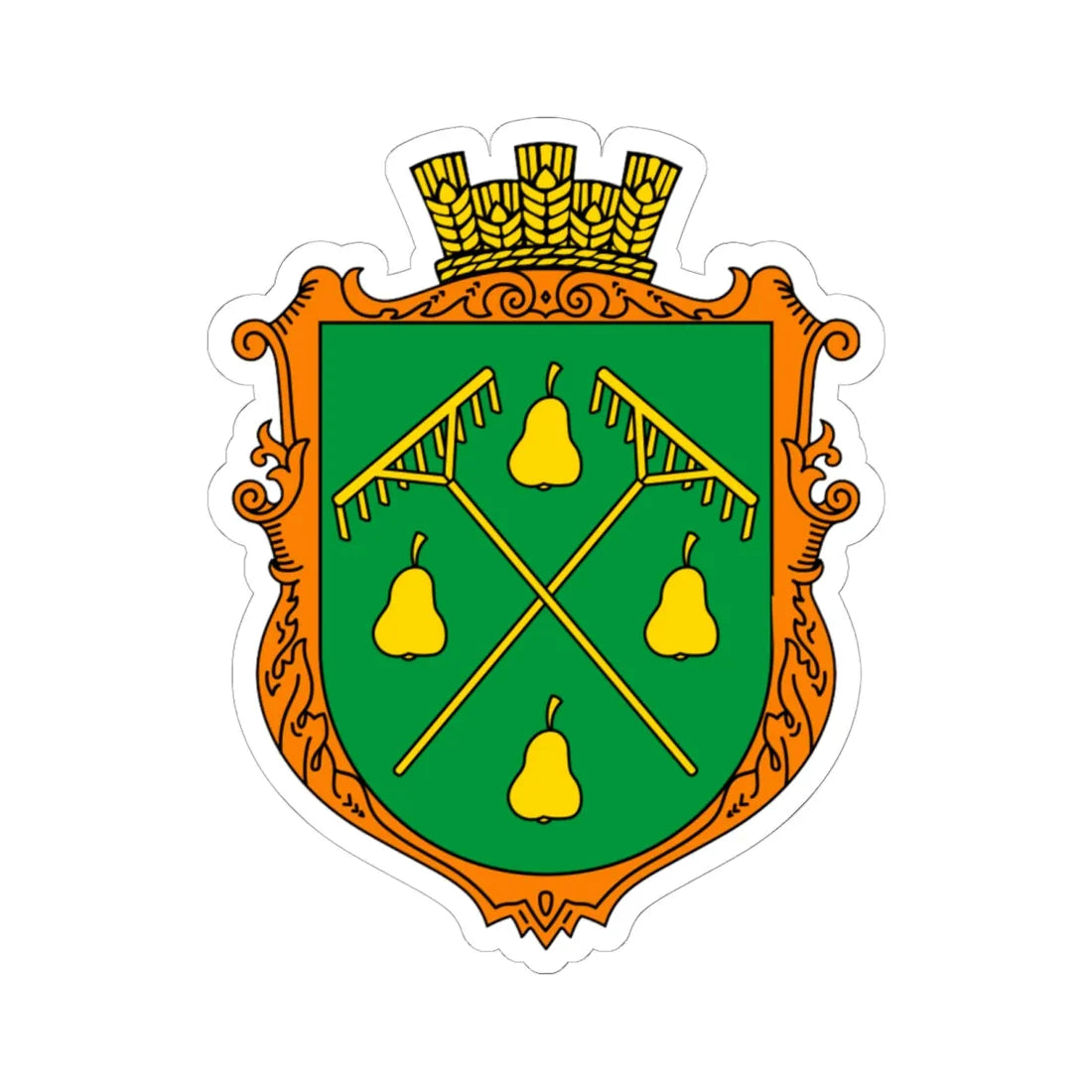 Coat of Arms of Hrushatychi (Ukraine) (Coat of Arms) STICKER Vinyl Kiss-Cut Decal 6 Inch White - The Sticker Space