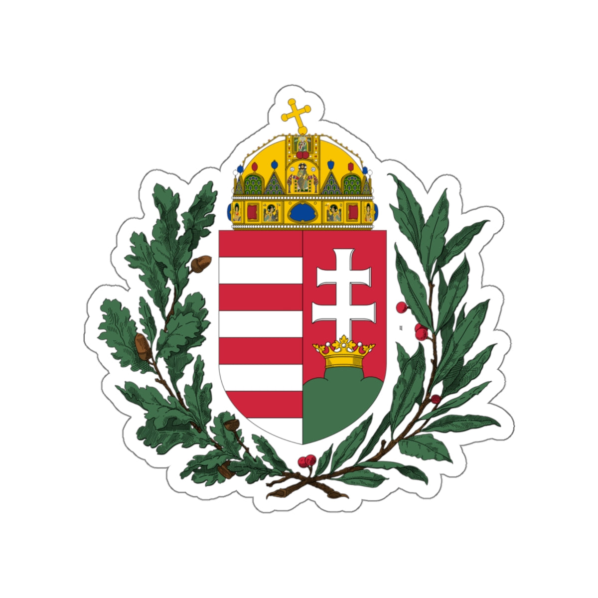 Coat of arms of Hungary (1896-1915) 2 STICKER Vinyl Die-Cut Decal-White-The Sticker Space