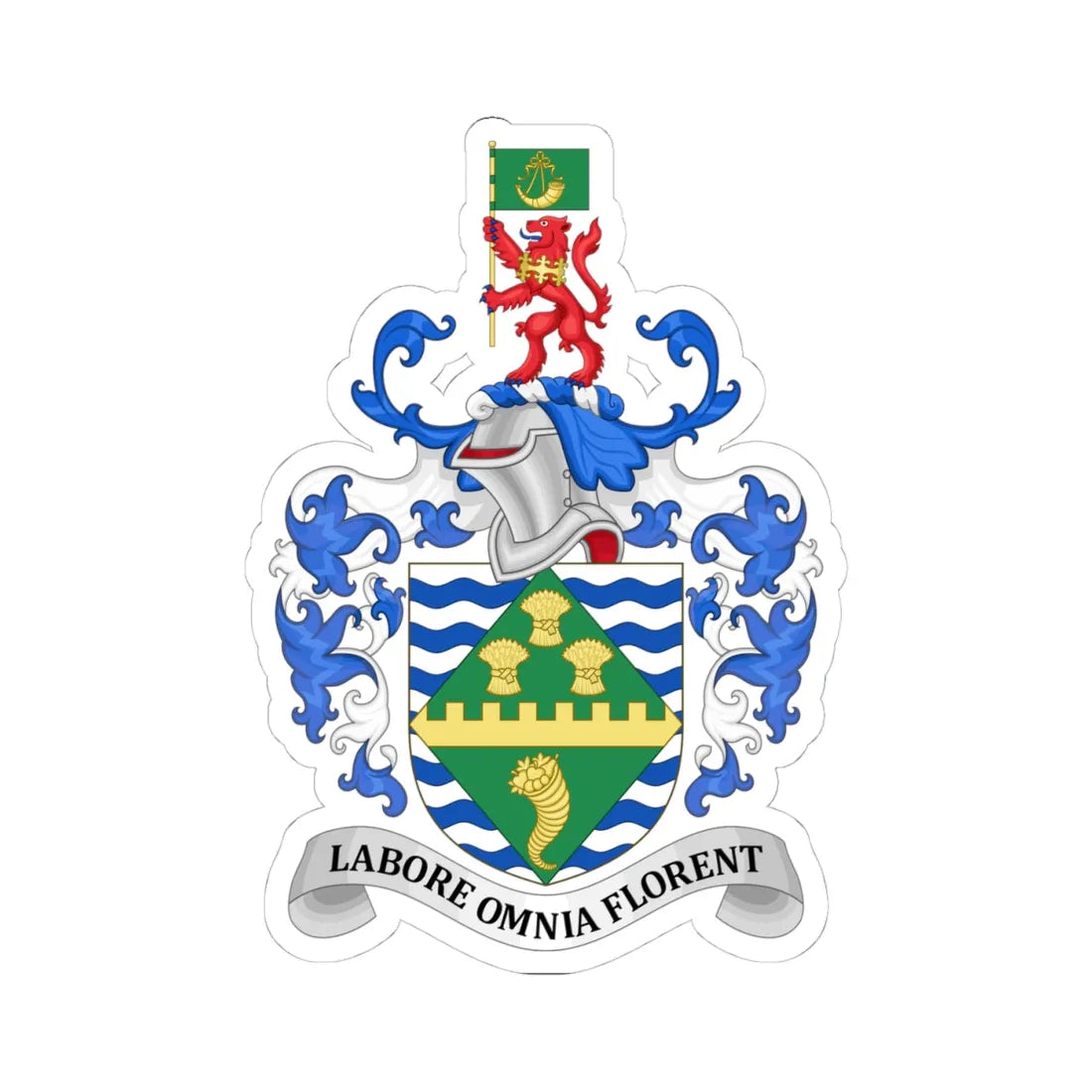 Coat of Arms of Huntingdonshire (England) (Coat of Arms) STICKER Vinyl Kiss-Cut Decal 4 Inch White - The Sticker Space