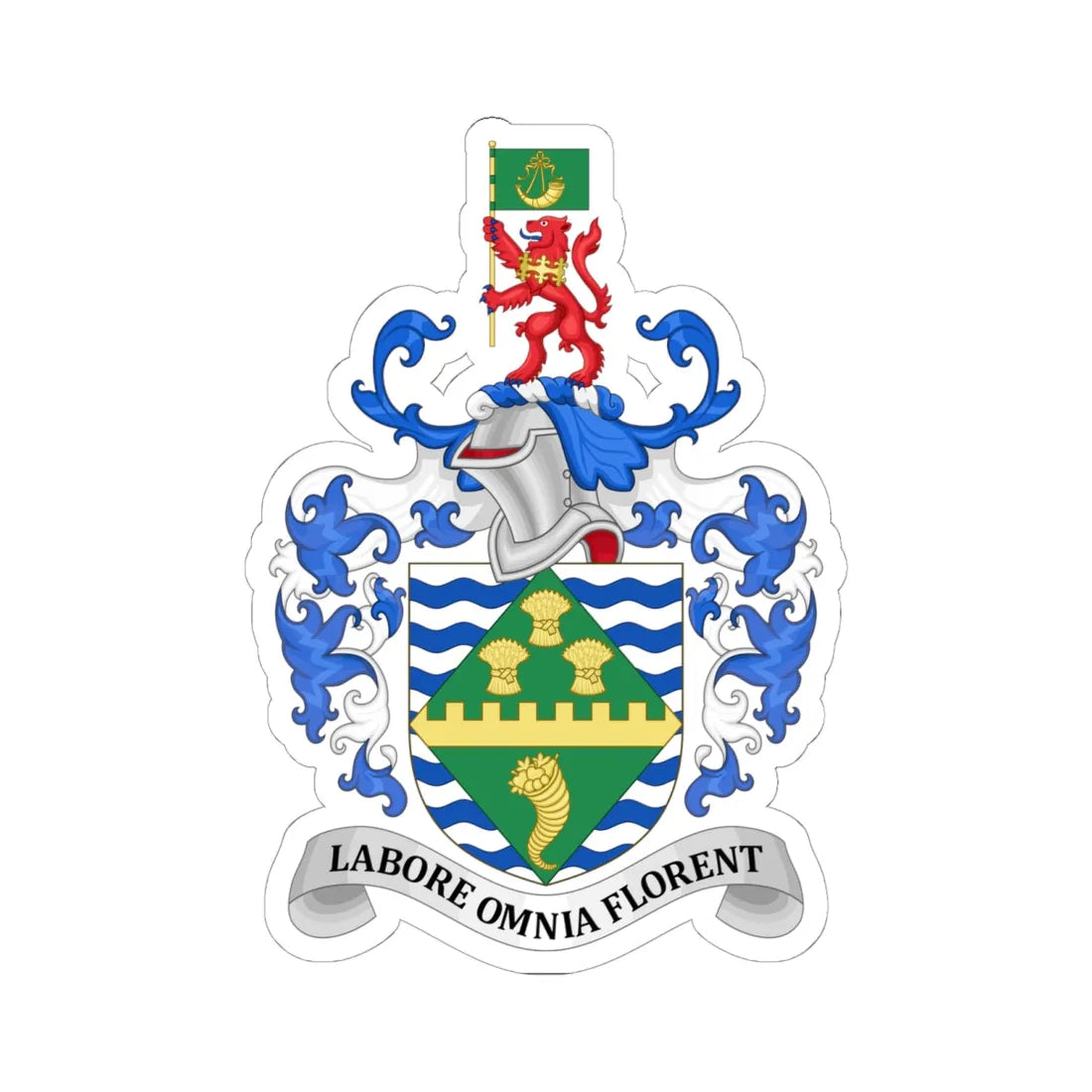 Coat of Arms of Huntingdonshire (England) (Coat of Arms) STICKER Vinyl Kiss-Cut Decal 6 Inch White - The Sticker Space