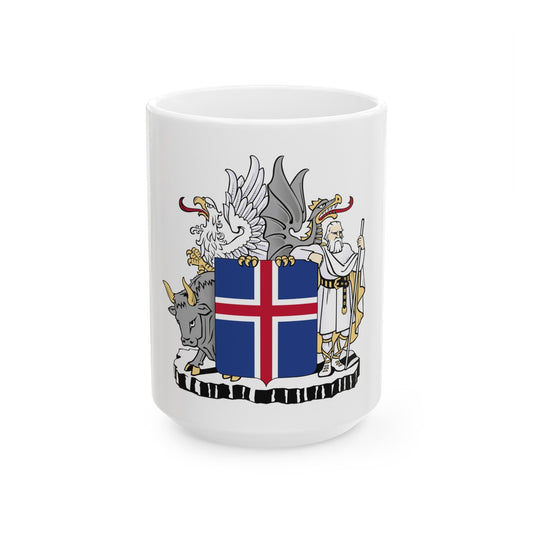 Coat of arms of Iceland - White Coffee Mug-15oz-The Sticker Space