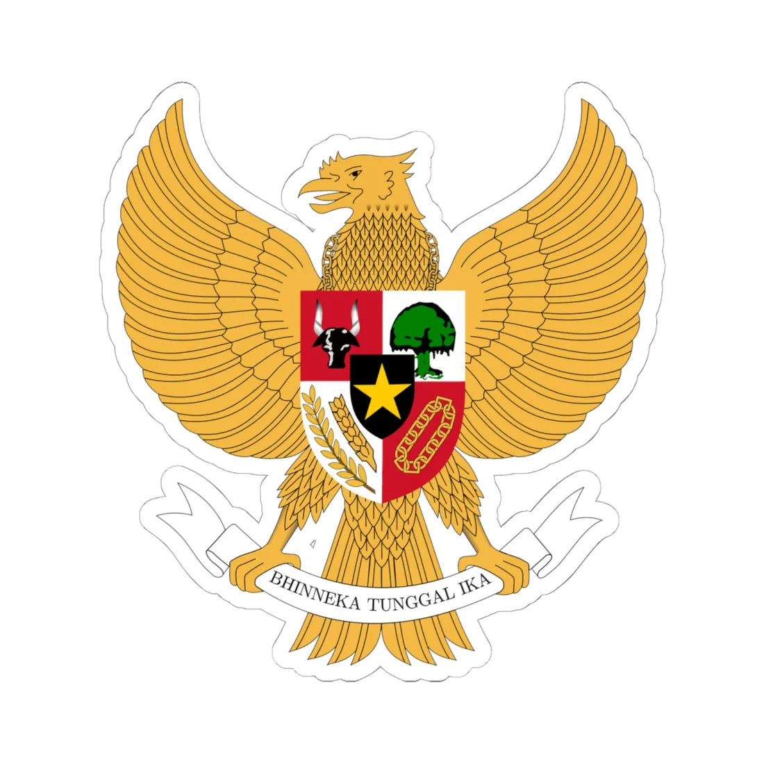 Coat of Arms of Indonesia (Indonesia) (Coat of Arms) STICKER Vinyl Kiss-Cut Decal 6 Inch White - The Sticker Space
