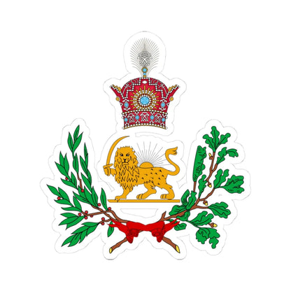 Coat of Arms of Iran 1907-1925 Qajar Dynasty (Iran) (Coat of Arms) STICKER Vinyl Kiss-Cut Decal 3 Inch White - The Sticker Space