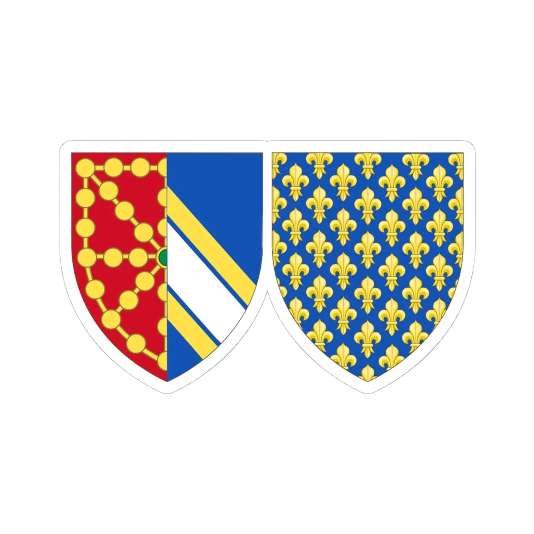 Coat of Arms of Isabella of France Queen Consort of Navarre (Spain) (Coat of Arms) STICKER Vinyl Kiss-Cut Decal 4 Inch White - The Sticker Space
