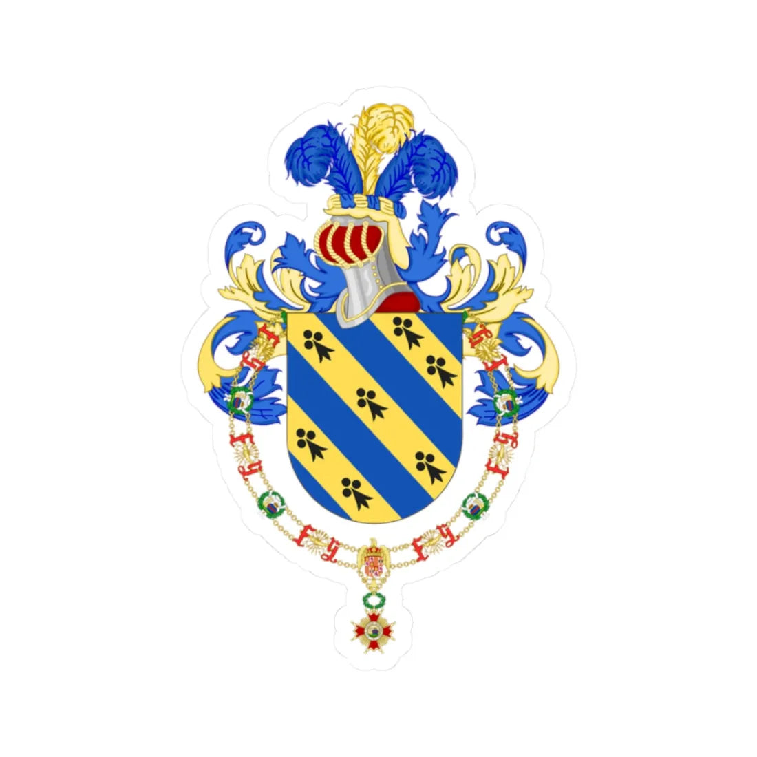 Coat of Arms of Iván Duque Order of Isabella the Catholic (Spain) (Coat of Arms) STICKER Vinyl Kiss-Cut Decal 2 Inch White - The Sticker Space