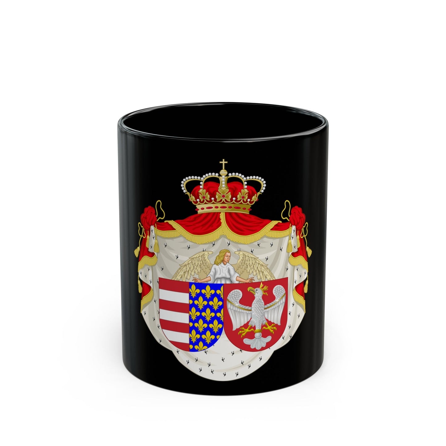 Coat of arms of Jadwiga of Poland - Black Coffee Mug-11oz-The Sticker Space