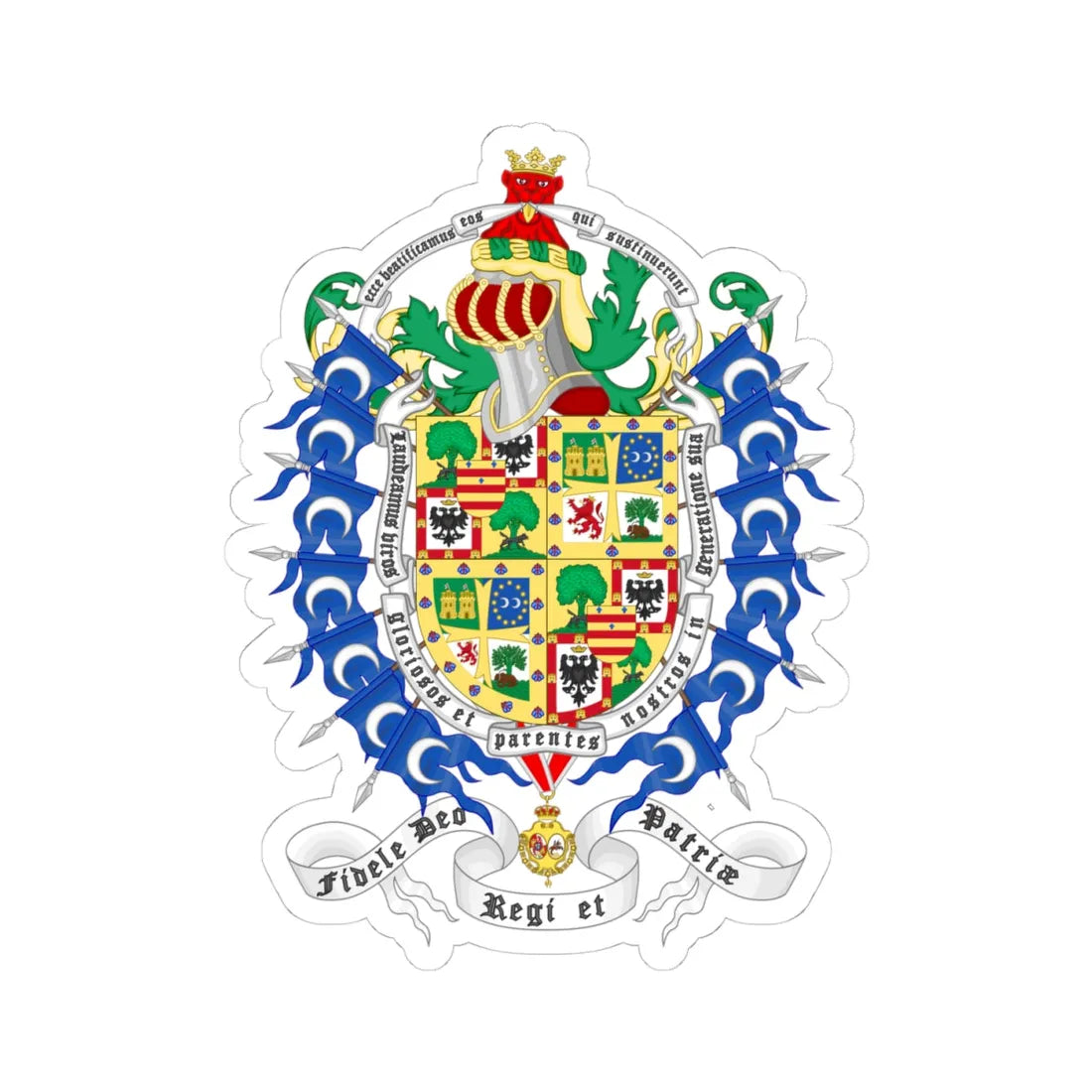 Coat of arms of Jaime de Marichalar (Spain) (Coat of Arms) STICKER Vinyl Kiss-Cut Decal 4 Inch White - The Sticker Space