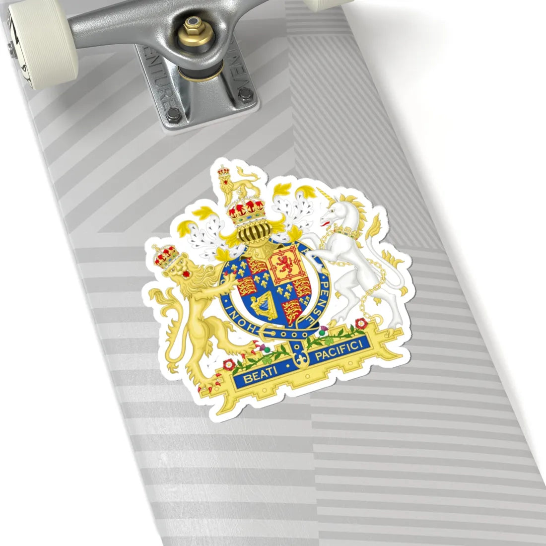 Coat of arms of James I of England 1603-1625 variant motto 1 (England) (Coat of Arms) STICKER Vinyl Kiss-Cut Decal - The Sticker Space