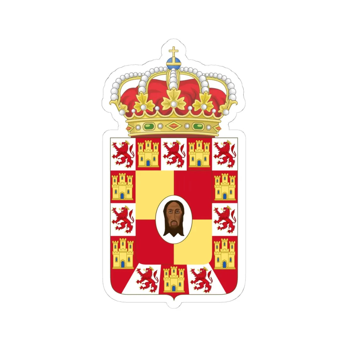 Coat of Arms of Jaén Province (Spain) (Coat of Arms) STICKER Vinyl Kiss-Cut Decal 4 Inch White - The Sticker Space