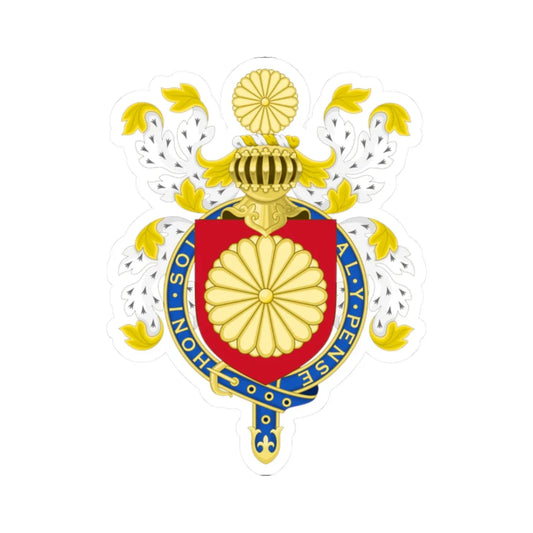 Coat of Arms of Japanese Emperor Knight of the Garter Variant (United Kingdom) (Coat of Arms) STICKER Vinyl Kiss-Cut Decal 2 Inch White - The Sticker Space