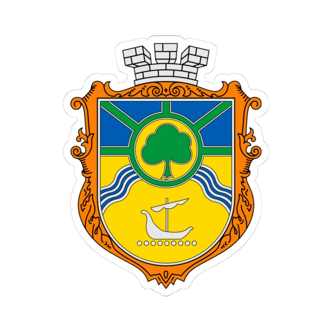 Coat of Arms of Jasynuvata (Ukraine) (Coat of Arms) STICKER Vinyl Kiss-Cut Decal 3 Inch White - The Sticker Space