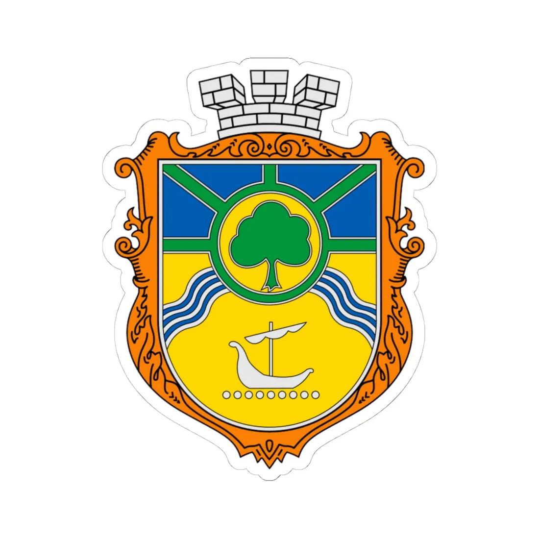 Coat of Arms of Jasynuvata (Ukraine) (Coat of Arms) STICKER Vinyl Kiss-Cut Decal 4 Inch White - The Sticker Space