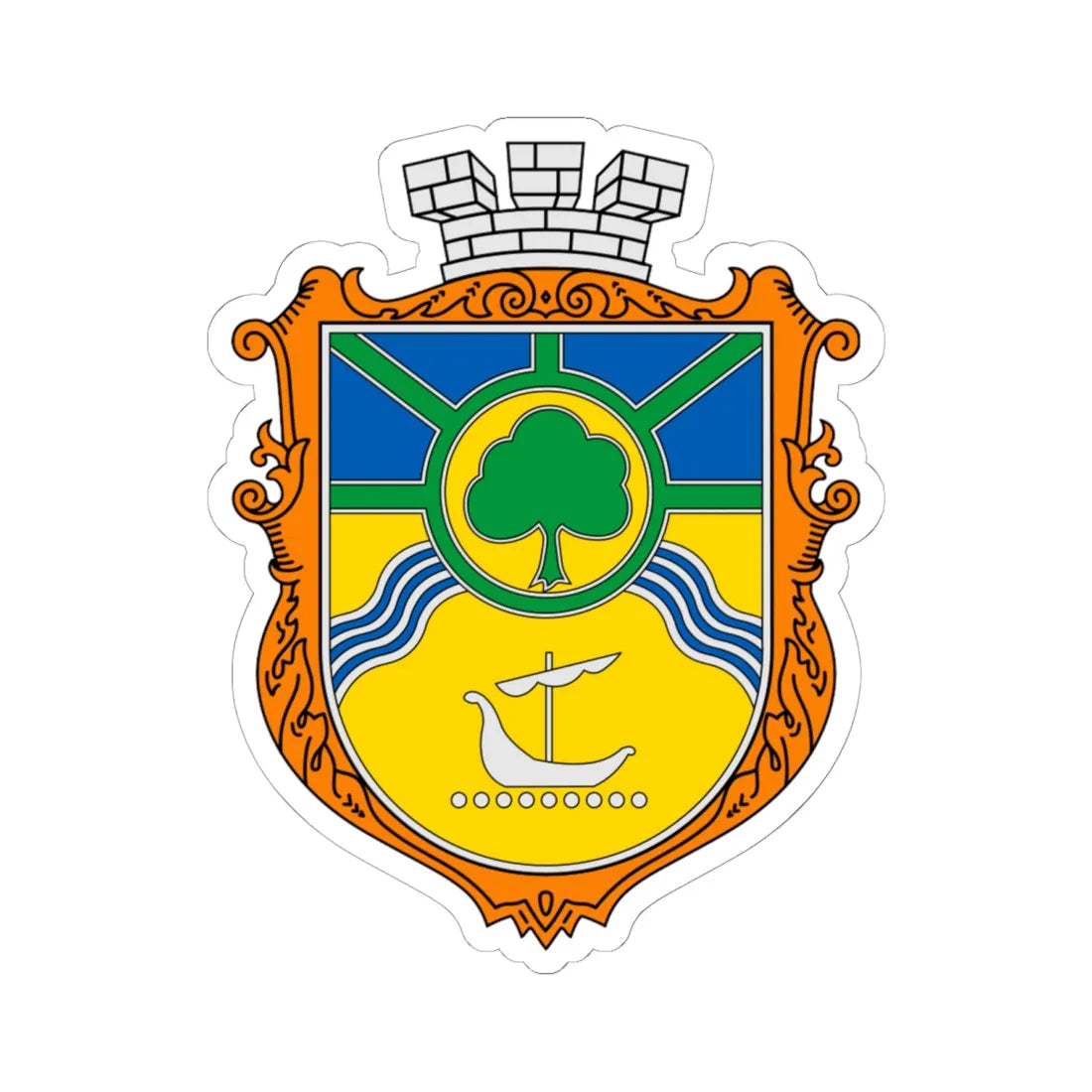 Coat of Arms of Jasynuvata (Ukraine) (Coat of Arms) STICKER Vinyl Kiss-Cut Decal 6 Inch White - The Sticker Space