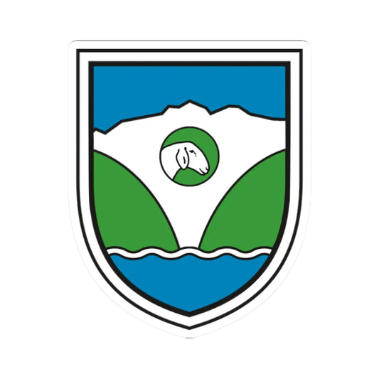 Coat of arms of Jezersko (Slovenia) (Coat of Arms) STICKER Vinyl Kiss-Cut Decal 2 Inch White - The Sticker Space